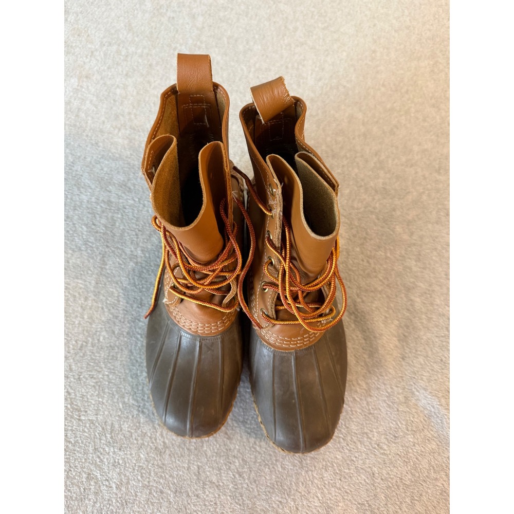 LL Bean Boots 8" Men 8 Duck Boots Waterproof Leather Brown Tan Made in Maine